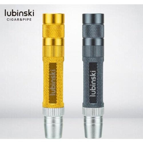 LUBINSKI High-end Detachable Cigar Cigarette Punch Cutter W/Cigar Needle For COHIBA Tobacco Smoking Tool Key Ring Gift Box