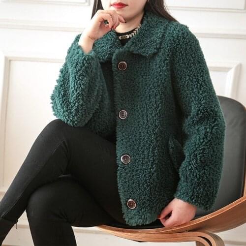 2021 New Womens Autumn Winter Fur Coat Loose Elegant Lambswool Jacket Warm Vintage Women Clothing Lomb Fur Outwear X357