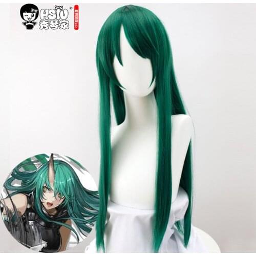 HSIU Hoshiguma Cosplay wig,Game Arknights Wig,Special green long hair,Cosplay girl Wig Halloween green long wig