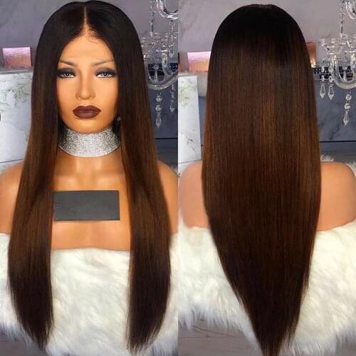 150% Density Ombre Brown 13*4 Lace Front Human Hair Wigs 1B 30 Color Brazilian Remy Human Hair Long straight Wig with Baby Hair