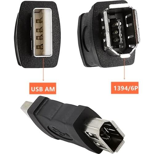 USB 2.0 A Male to Firewire IEEE 1394 6P Female Adaptor Converter Connector F/M