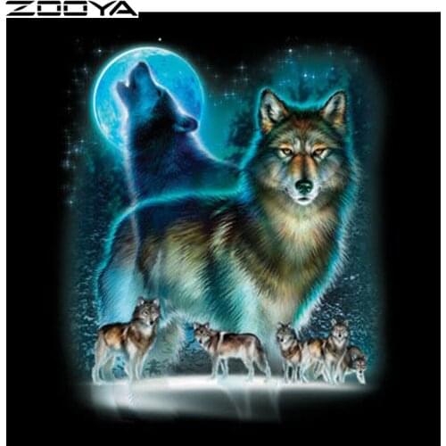 ZOOYA DIY Diamond Painting Cross stitch Dog Wolf Roar Needlework Diamond Embroidery Pattern Hobbies and Crafts Home Decor R1047