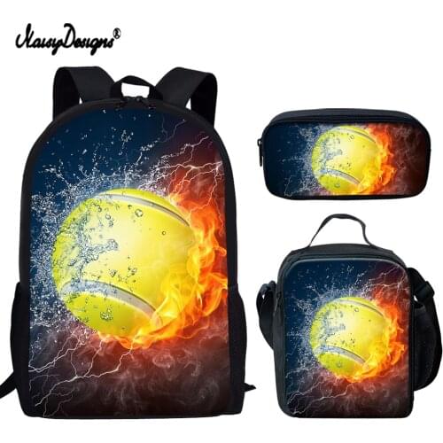 NOISYDESIGNS 2021 Hot Sales Teenager Backpack 3pcs Set Cool Tennis Ball Printing Boys Large Capacity Zipper School Daily Bags