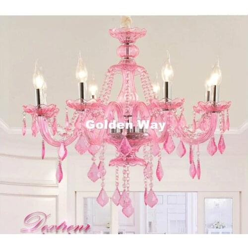 Modern Chandelier Pinky Hanging Lighting European Style Glass Chandeliers Light for Living Dining Room Restaurant Decor Lights