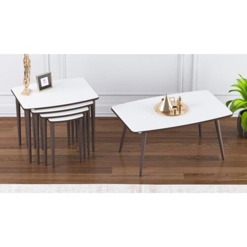 Modern Telwe Series Mdf 1. Grade Zigon And Medium Coffee table Set Walnut, Feet Antacid coffe table