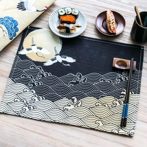 Heat Insulation Placemat Japanese Style Fabric Printing Placemat Home Kitchen Dining Table Decoration Mat Tableware Placemat