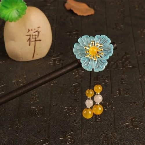 Flower Hair Forks Retro Style Long Tassels Hairpins Clip Wooden Hair Sticks Pearls Bead Step Shake Chinese Wedding Bride заколки