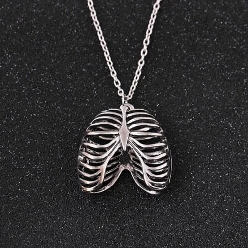 Human Rib Cage Body Chest Necklace Collares Vintage Jewelry Colares Rib Cage Pendant Skeleton