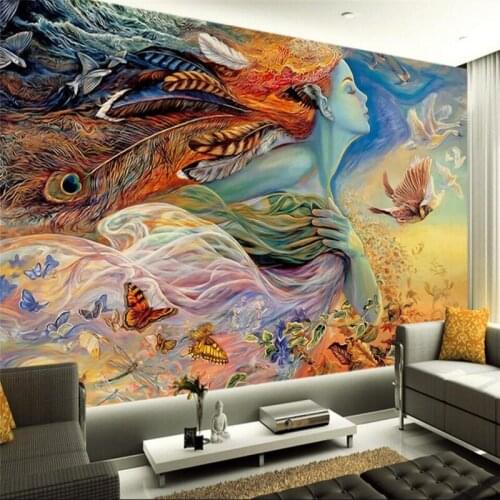 Wellyu wall paper Oil painting beautiful picture TV background wall custom large fresco green wallpaper papel de parede