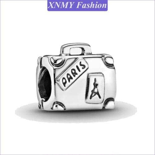 XNMY New Silver Color Bead Adventure Suitcase Charm DIY Beads Fit Original Pandora Charms Bracelet Jewelry 2021 New