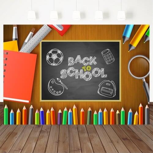 Back To School Photography Background Children Fist Day Of School Learning Supplies Blackboard Wooden Backdrop For Photo Studio