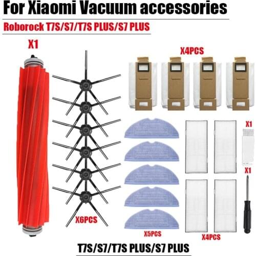 For Roborock S7 T7S PLUS Accessories HEPA filter main brush Kit cleaning cloth dust bag replacement xiaomi vacuum cleaner parts