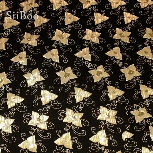 American style black gold leaves metallic jacquard brocade fabric for dress coat suits fabric cloth tela tejido FREE SHIP SP3262