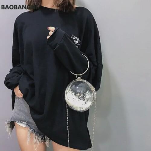 Women Circle Handbag Transparent Messenger Bag Acrylic Chain Crossbody Bags Round Totes Money Purse Phone Key Bags
