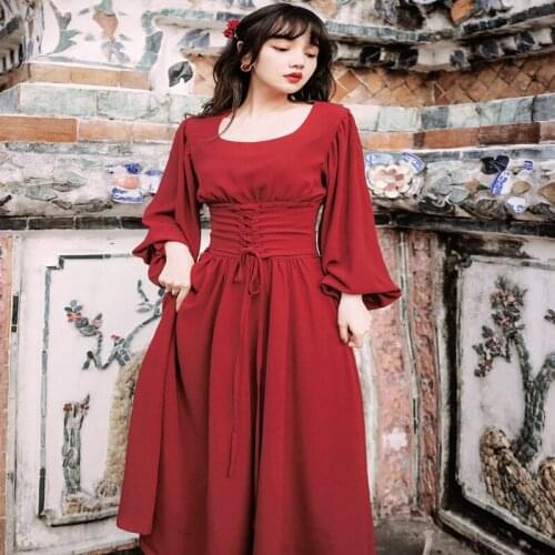 2020 High Quality Fashion Runway Designer woman Dress Lantern sleeve red big pendulum Dress summer dress