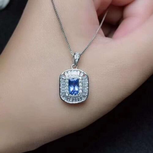 Tanzanite necklace Natural Real Tanzanite Pendant Solid S925 Sterling Silver For Women Colour Gem Stone Fine Jewelry