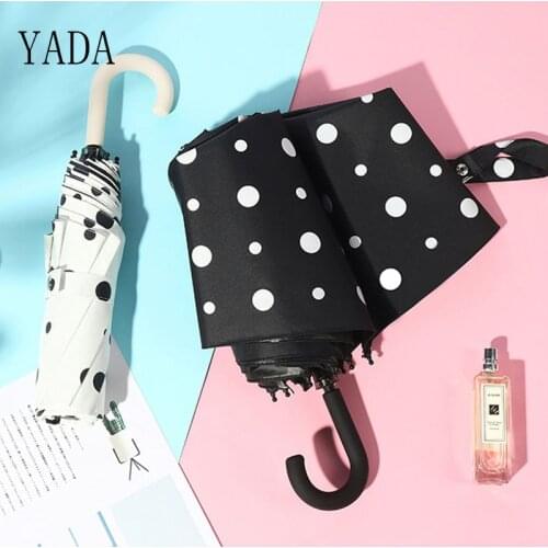YADA Black&white Dot Designer Umbrella Clear Folding Curved Handle Umbrellas For Man Women Rain Umbrella Female Male YS200052