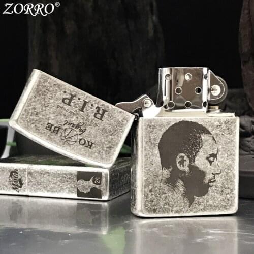 Zorro Silver Kerosene Lighter Five Side Exquisite Carving Basketball Fanny Creative Collection Gift Gasoline Smoking Tool