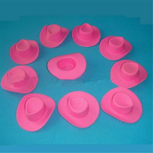 10pcs Plastic Mini Western Cowgirl Cowboy Hat Miniature For Doll Pink Party Toys