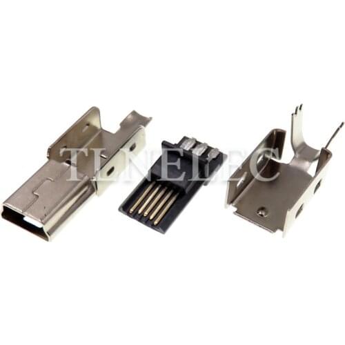 10pcs Micro USB Plug Connector USB Male Socket Receptacle 5 Pins DIY Bonding Wire Adapter Three-piece