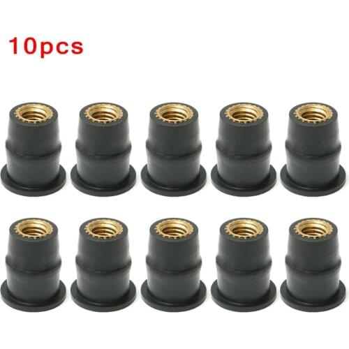 10Pcs M5 Rubber Well Nuts Windscreen Blind Fastener Windshield Fairing Cowl Vibration Damper For Motorcycle ATV