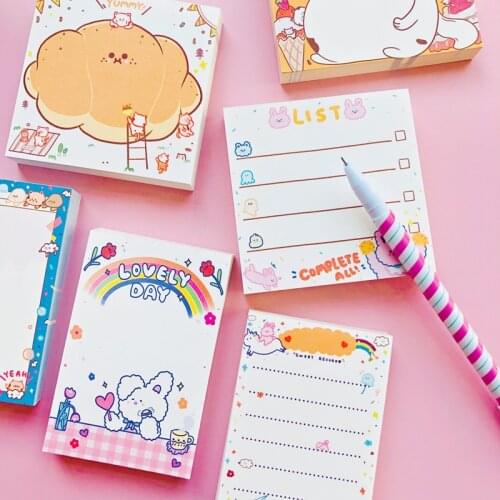 100 Sheets Animals Party Rabbit Cat Bear To Do List Memo Pads Check List Stationery Notepad