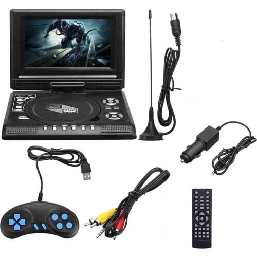 7.8 Inch TV Home Car DVD Player Portable HD VCD CD MP3 HD DVD Player USB SD Cards RCA Portable Cable Game 16:9 Rotate LCD Sn