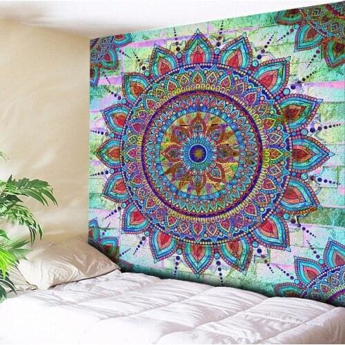 Bohemia Floral Mandala Tapestry Wall Carpets Hamsa Hand Wall Hanging Blue Art Carpets Bohemian Sofa Home Decor Couch Blanket 79"