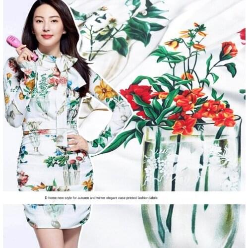 Brand custom printed polyester stretch satin fabric cloth 145 cm width fashion womens shirt childrens chiffon fabric for dress