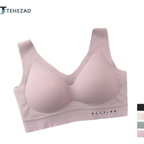 TEHEZAD 2021 Women Sport Bra Sexy Yoga Tube Tops Fitness Training Unwired Underwear Female Wireless Crop Top Sports Seamless Bra