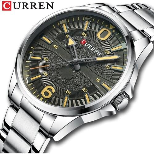 Luxury Stainless Men Quartz Business Watch CURREN Top Brand Silver Black Quartz Wristwatch for Male Chronograph Relogio Masculin