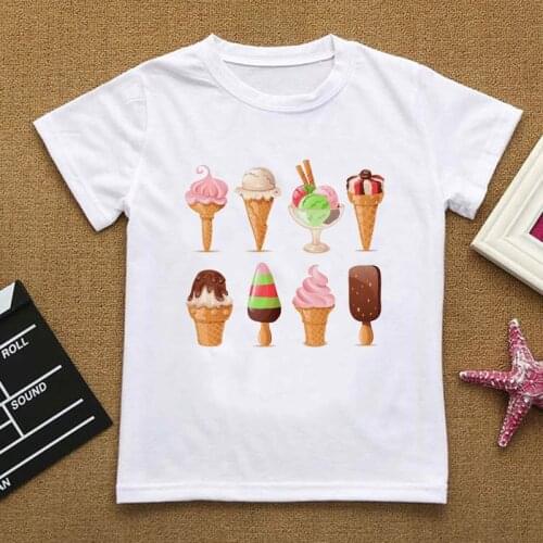 Kids Ice Cream T-shirt Fashion Unisex Best Friend Girl Tees New 24M-9T Summer Clothes Children Boys Short Sleeves Tops For Girls