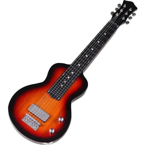 Hawaiian guitar electric guitar neck through 34 inch mini guitar sunburst color 6 string electric guitar 26 frets travel guitar