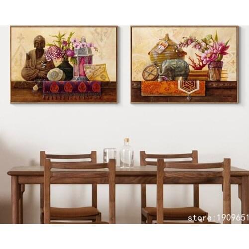Cotton no frame figure of Buddha flowers still life canvas printings oil painting printed on cotton wall art decoration pictures