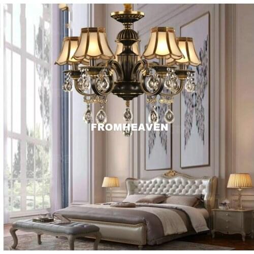 Free Shipping 5arms Design Brass Bronze Finish Crystal Chandelier Lamp D68cm H52cm AC Light Fixture Lustre Suspension Lighting