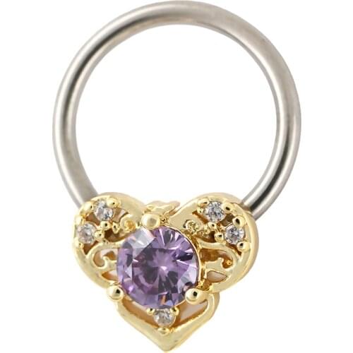 JHJT MUSI 20G Cute Nose Ring Hoop G23 Titanium Cubic Zirconia Heart Shape Nostril Helix Earring Body Piercing Jewelry