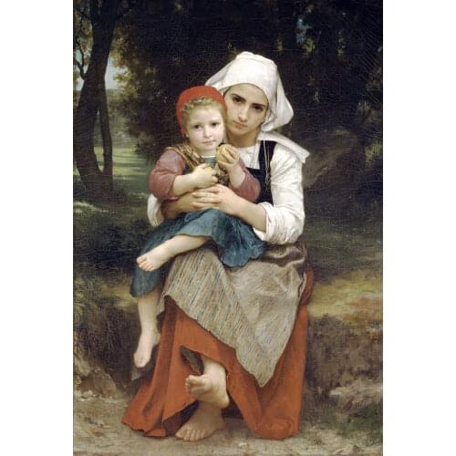 Handmade Oil painting reproduction Breton Brother and Sister by William Bouguereau
