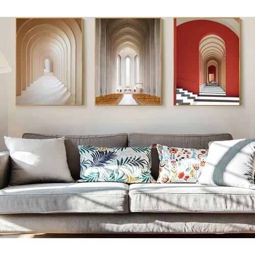 Canvas Painting Architecture Arches Islamic Prints Posters Moroccan Arch Muslim Architecture Casablanca Palace Wall Art Decor