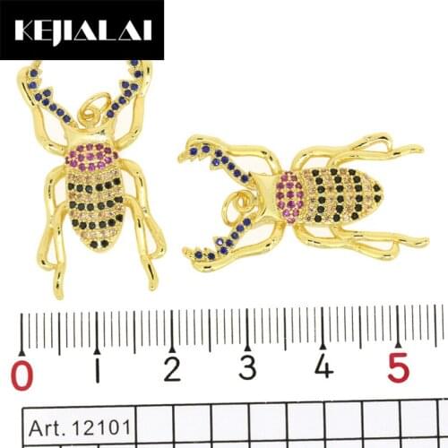 KEJIALAI Fashion Top Selling Insect Charm Connectors Antique Vintage Style Paved with Crystal Rhinestone DIY Accessories Jewelry