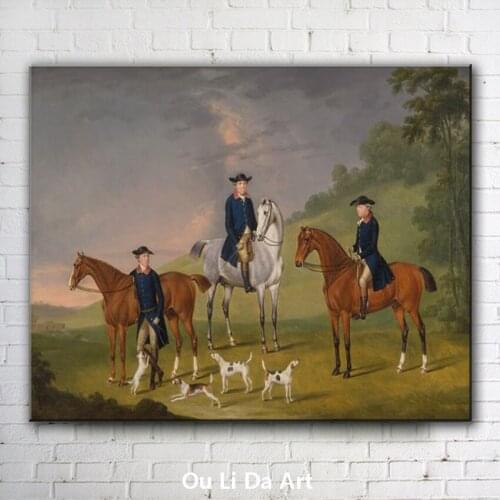 Classical court figures Mr. horse dog landscape oil paintings canvas printing printed on canvas wall art decoration picture
