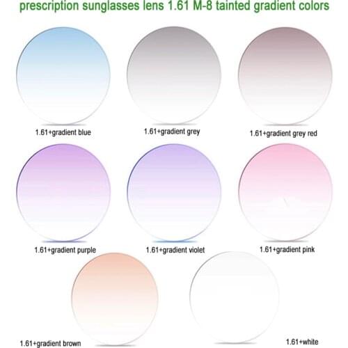 Prescription sunglasses lens 1.61 M-8 tainted gradient colors myopia lens
