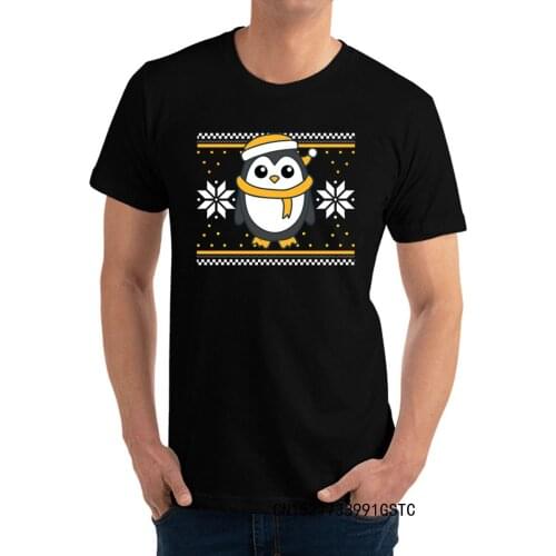 Sweet Christmas penguin Short Sleeve Tops T Shirt Round Collar Premium Cotton Men Tshirts Design T Shirt 2021 Newest