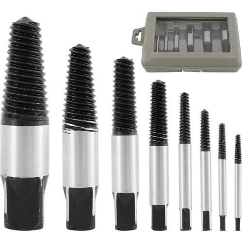 8Pcs/Set Screw Extractor Set Damaged Screw Removal Tools with Storage Case Screw Extract Tool Bolt Remover Screws Removal Tool