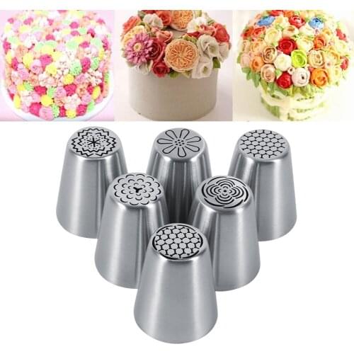 6PCS DIY Stainless Steel Flower Cake Icing Piping Nozzles Decorating Tips Pastry DIY Baking Tools rust-proof