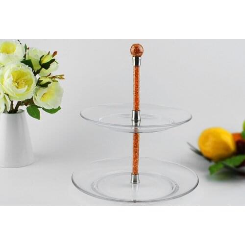 New Color Design Gold Wedding Cake Plate Double Layer Cake Stand Dessert Plate Home Dinning Tableware Decorative Crystal Tray