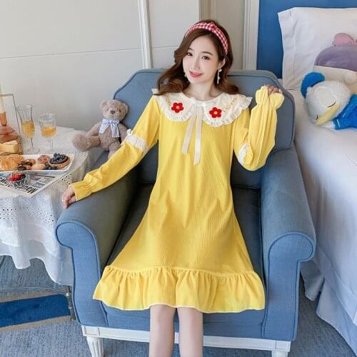 Autumn kimono winter nightdress new Korean style long-sleeve sweet casual home wear sexy bathrobe dressing gown sleepwear
