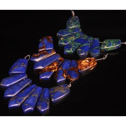 7pcs/set Emperor Stone Arrow Top Drilled Graduated Beads,Ocean Sediment Impression Jaspers Slice Pendant Necklaces Jewelry Bulk