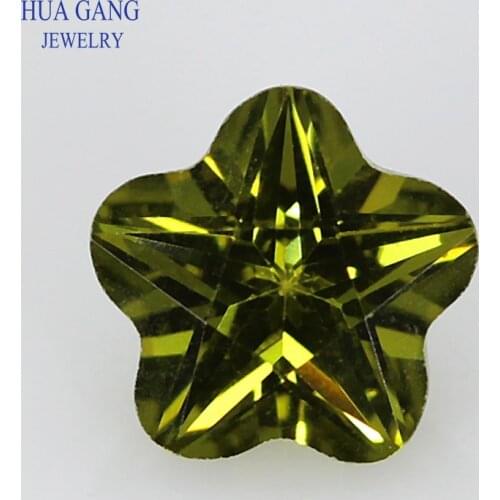 Peridot Pentacle Plum Shape Brilliant Cut CZ Stone Synthetic Gems Cubic Zirconia For Jewelry Size 3x3~10x10mm Free Shipping