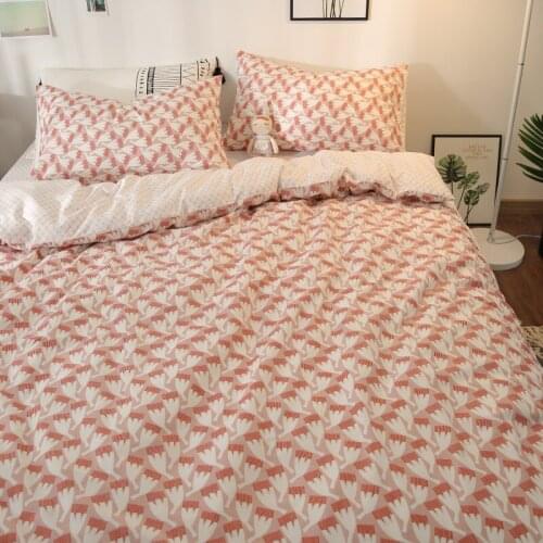 Nordic Style Small Fresh Plant Flower Printing Simple Duvet Cover Bedspread Bed Pure Cotton Home Bedroom Bedding Four-piece