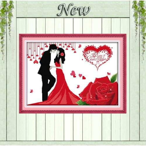 Happiness kiss lovers crafts decor painting counted printed on canvas DMC 11CT 14CT Cross Stitch kits needlework Sets embroidery